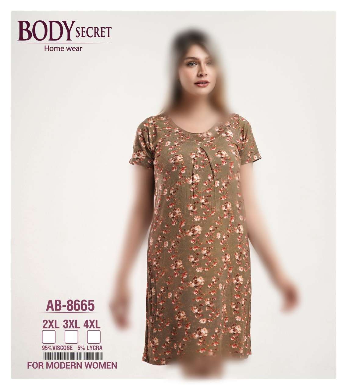 پیراهن آستین کوتاه طرح دار بادی سکرت کدAB-8665