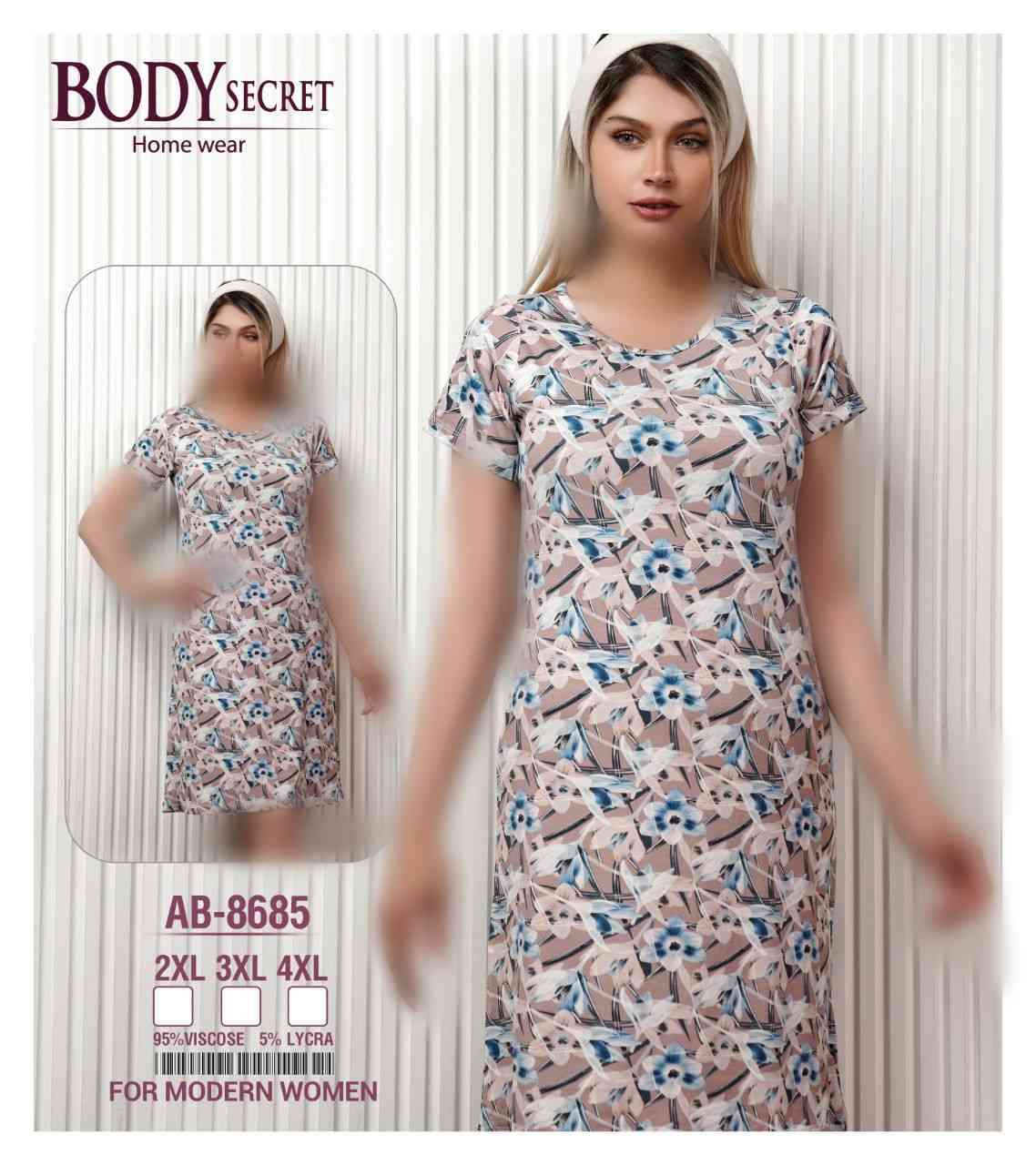 پیراهن آستین کوتاه طرح دار بادی سکرت کدAB-8685